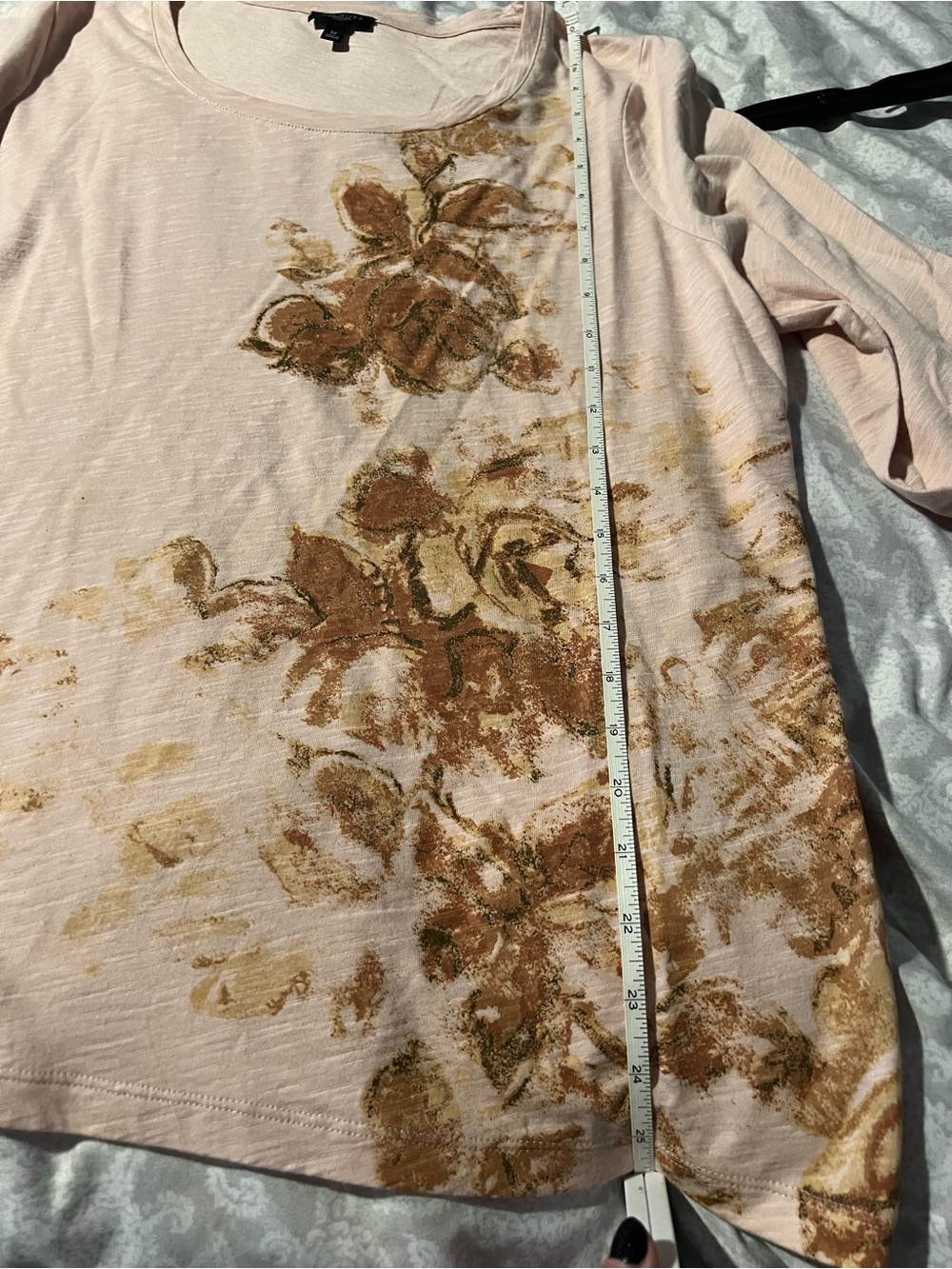 Creme/Pink Floral Design 3/4 Talbots Tee 1XL - Picture 5 of 7
